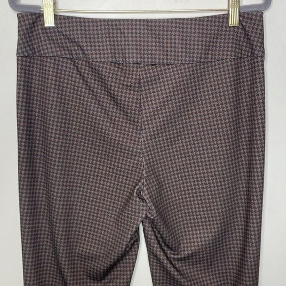 Zac & Rachel Size L Brown Black Houndstooth Pull On Stretch Comfy Dress Pants - Picture 8 of 9
